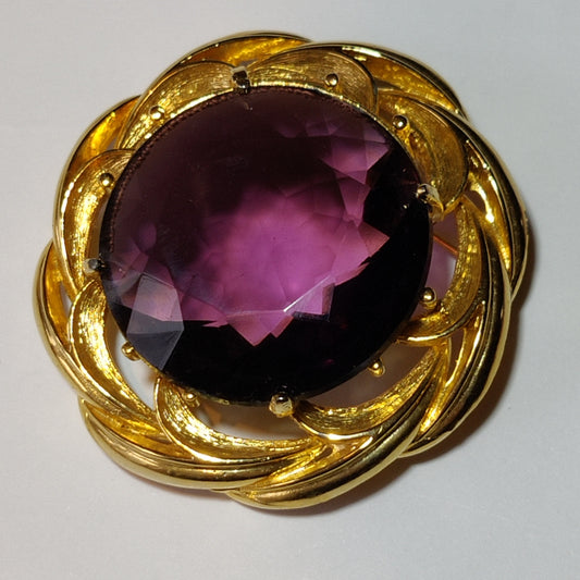 1960s Amethyst Glass Brooch