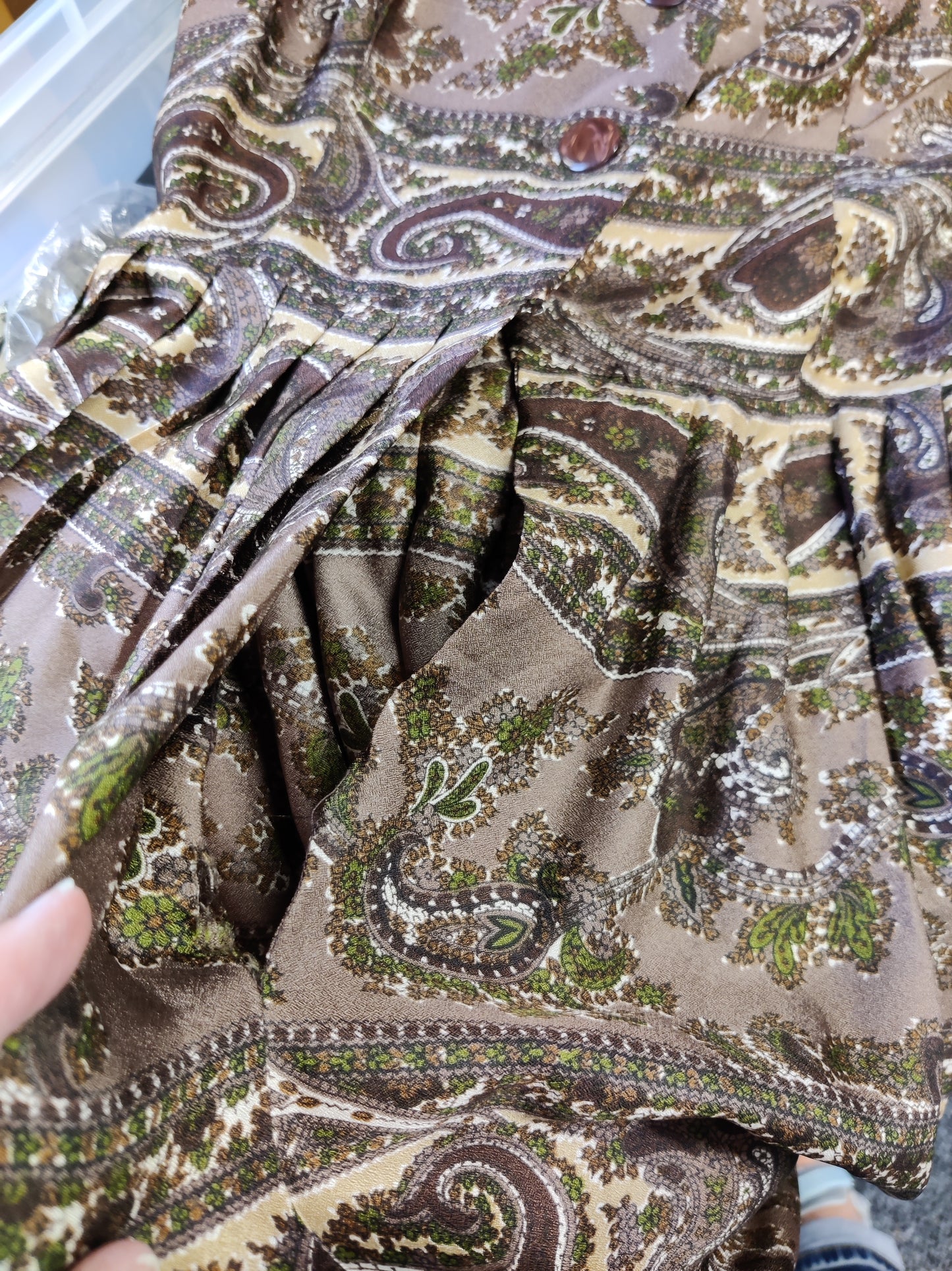 Vintage 1960s Earth-Tone Paisley Acetate Shirtwaister Dress