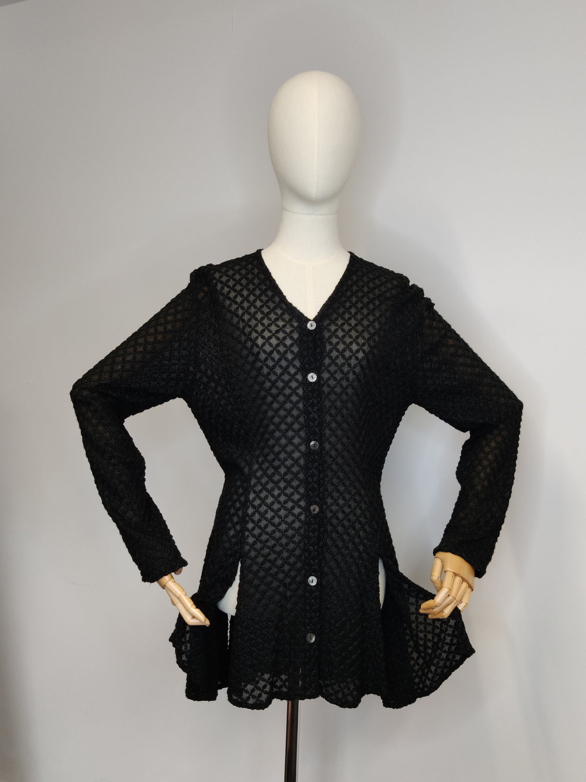 1990s GHOST (Sarne era) Black Devoire Peplum Jacket/Top