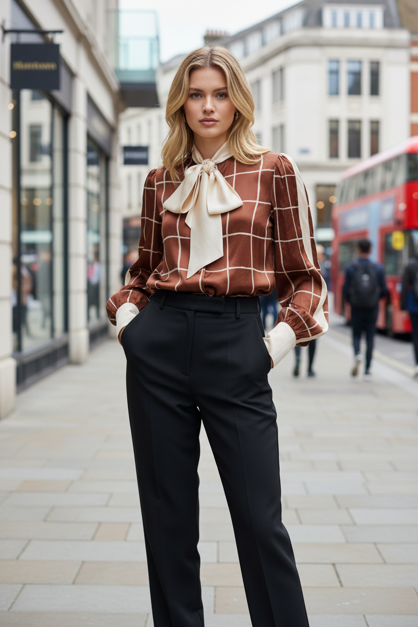 Vintage 1970s Philippe Pasteur Madison Ave Silk Pussy-Bow Blouse