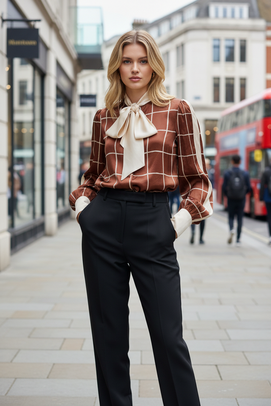 Vintage 1970s Philippe Pasteur Madison Ave Silk Pussy-Bow Blouse