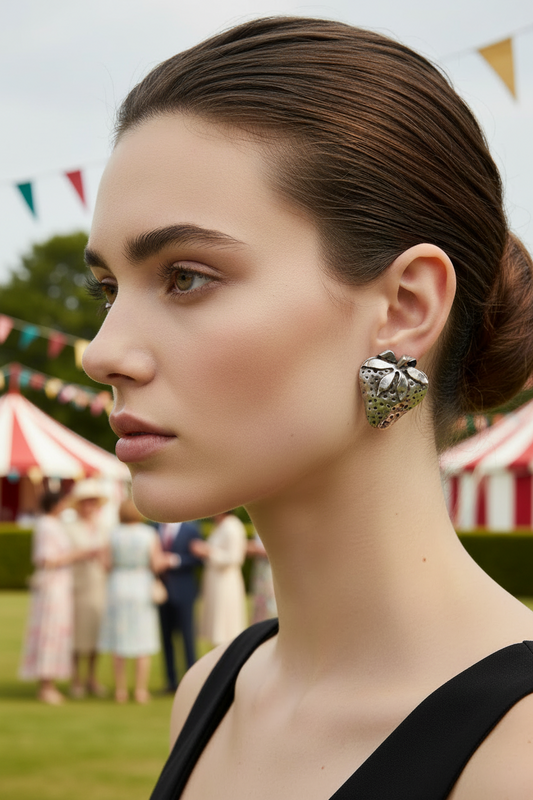 Vintage Silver Strawberry Earrings by Carol Mather