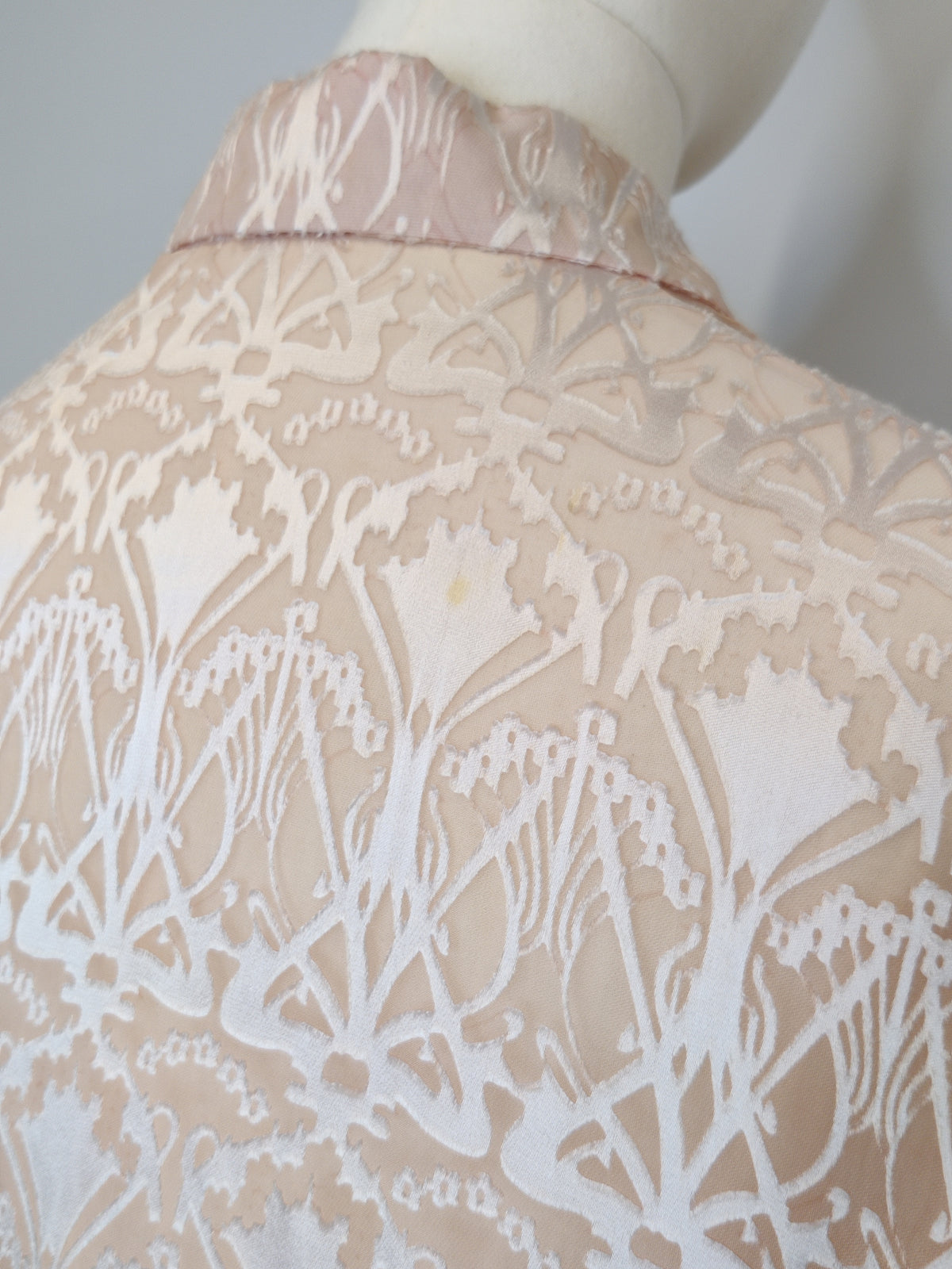 Liberty London 1990s Blush Pink/Peach Silk/Rayon Devoré 'Ianthe' Blouse