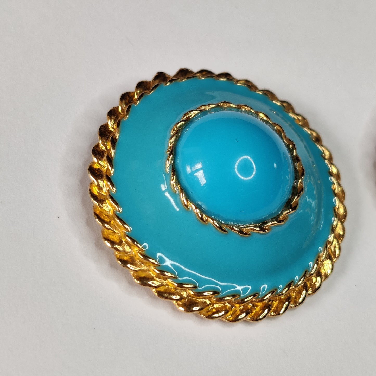 1980s Turquoise Enamel Clip Earrings