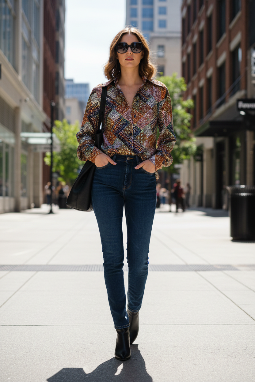 1970s Patterned Shirt/Blouse