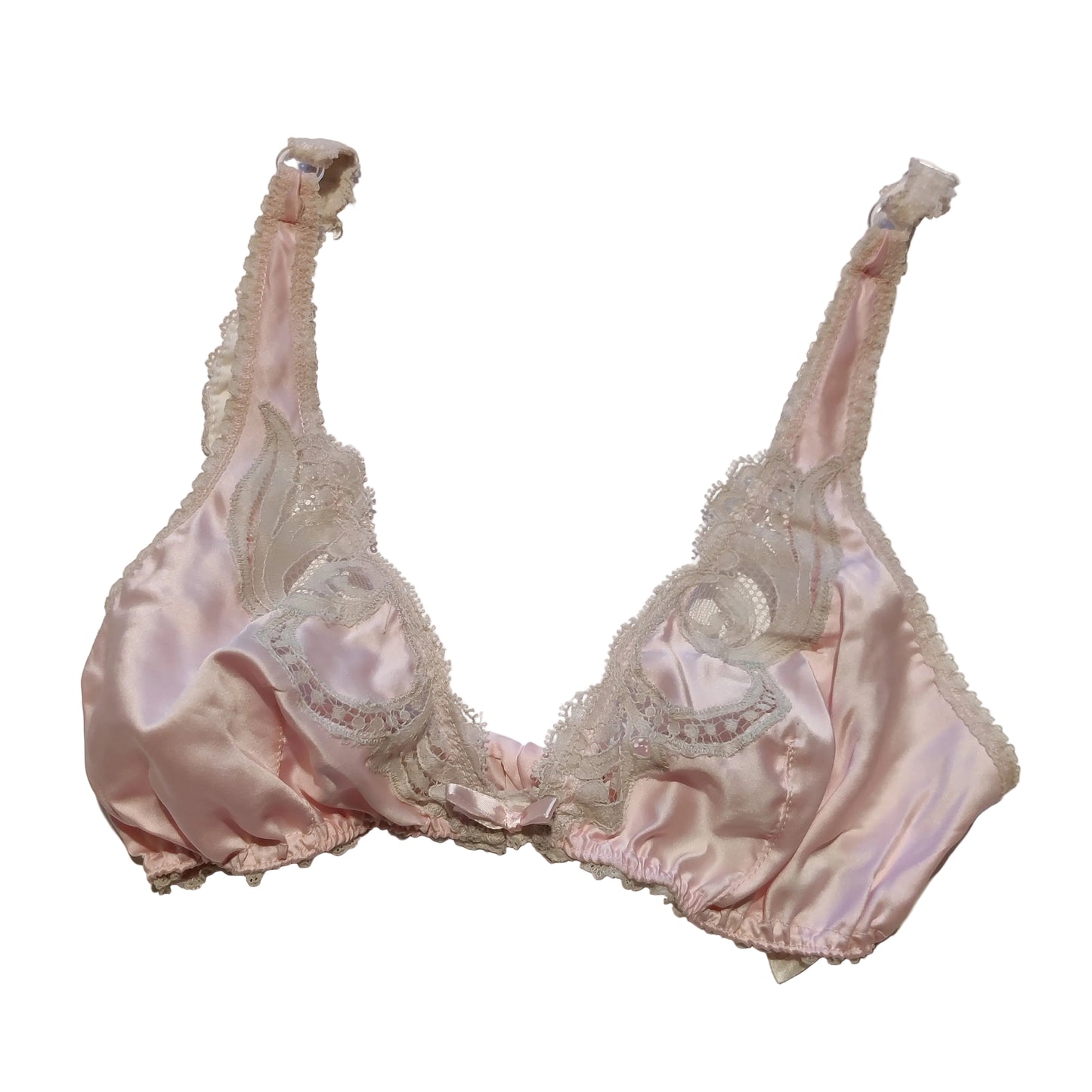 1970s Pale Pink Janet Reger Bra & Waist Slip Set