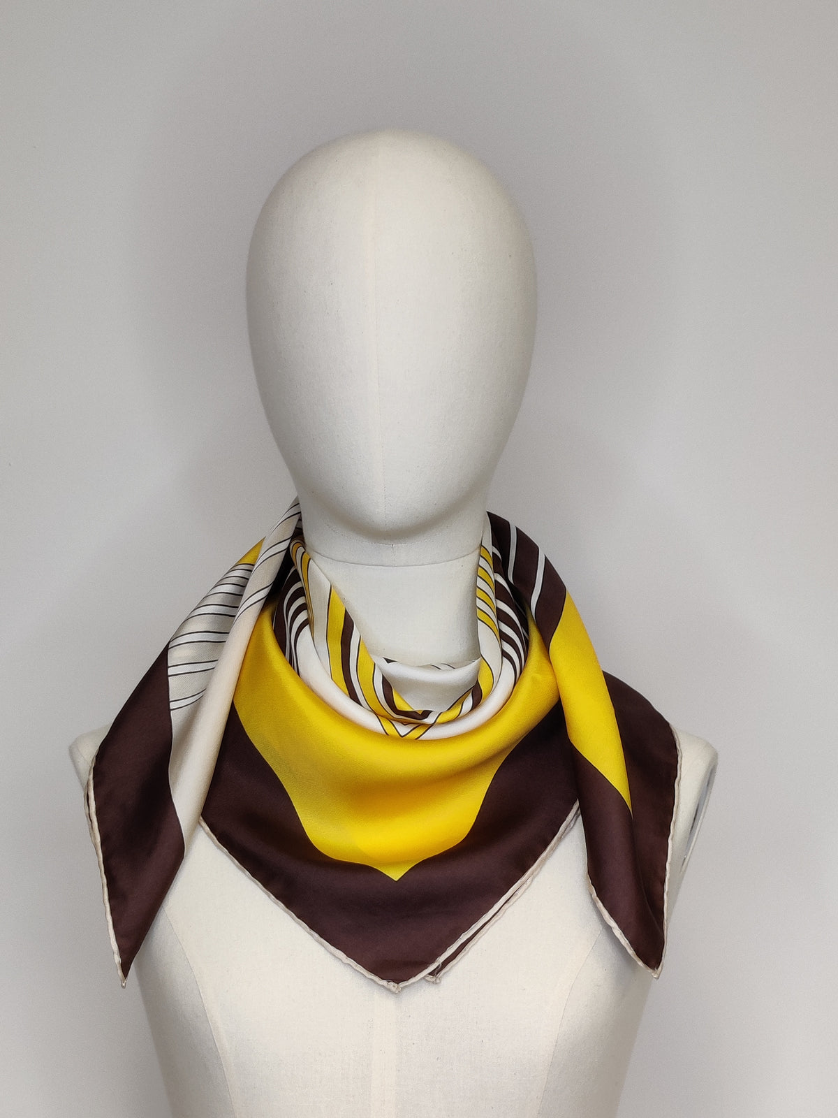 1970s Pure Silk Geometric Scarf