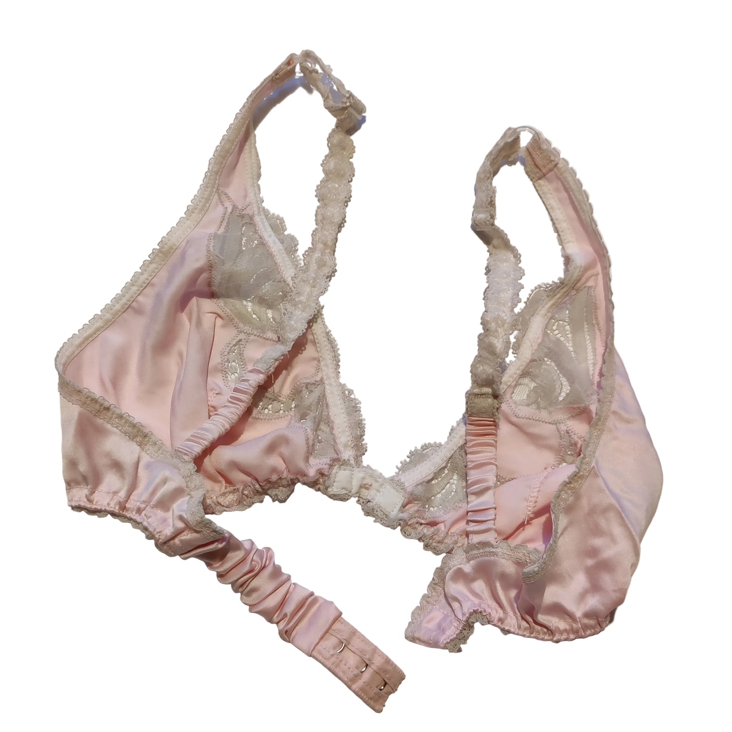 1970s Pale Pink Janet Reger Bra & Waist Slip Set
