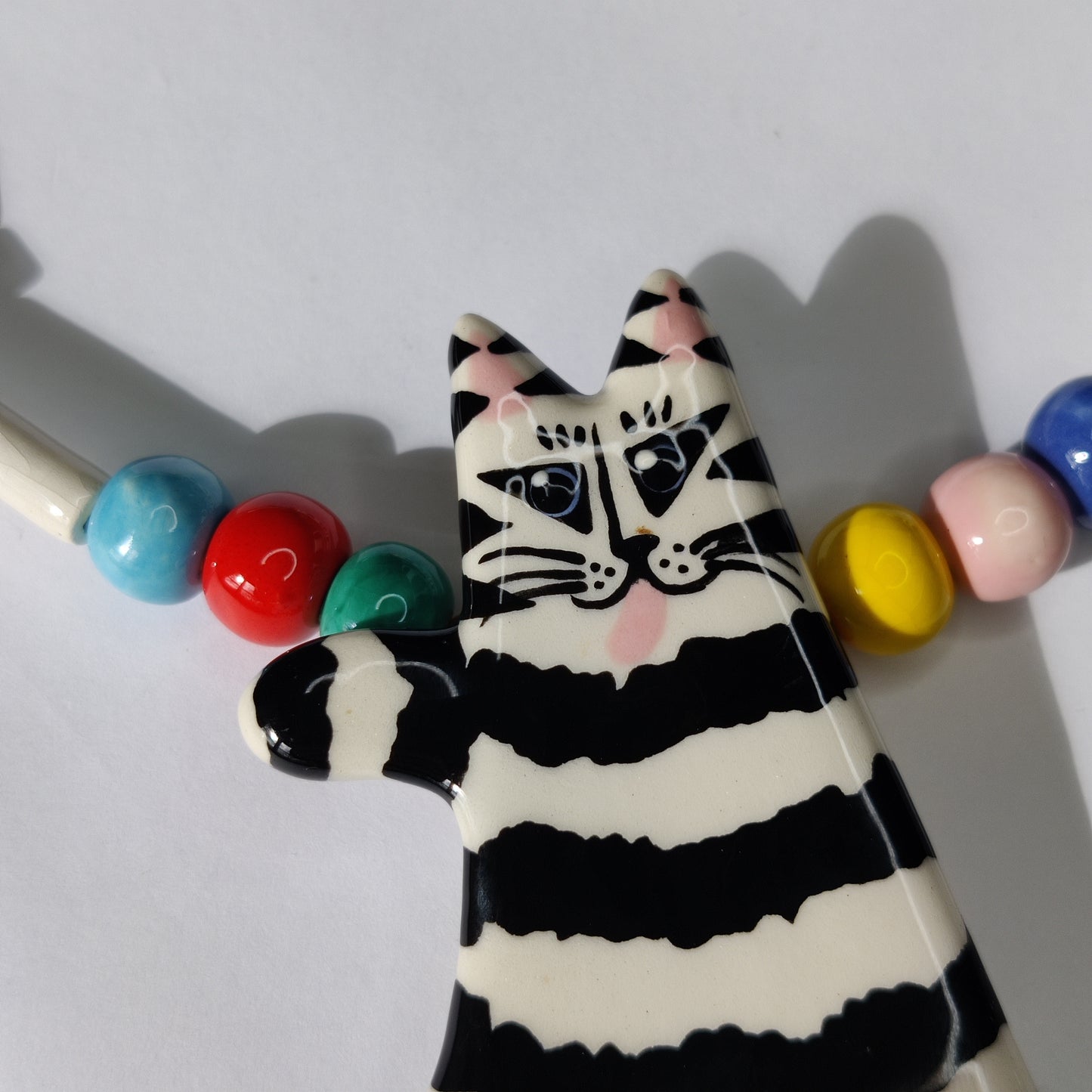 Vintage Designer Ceramic Cat Necklace