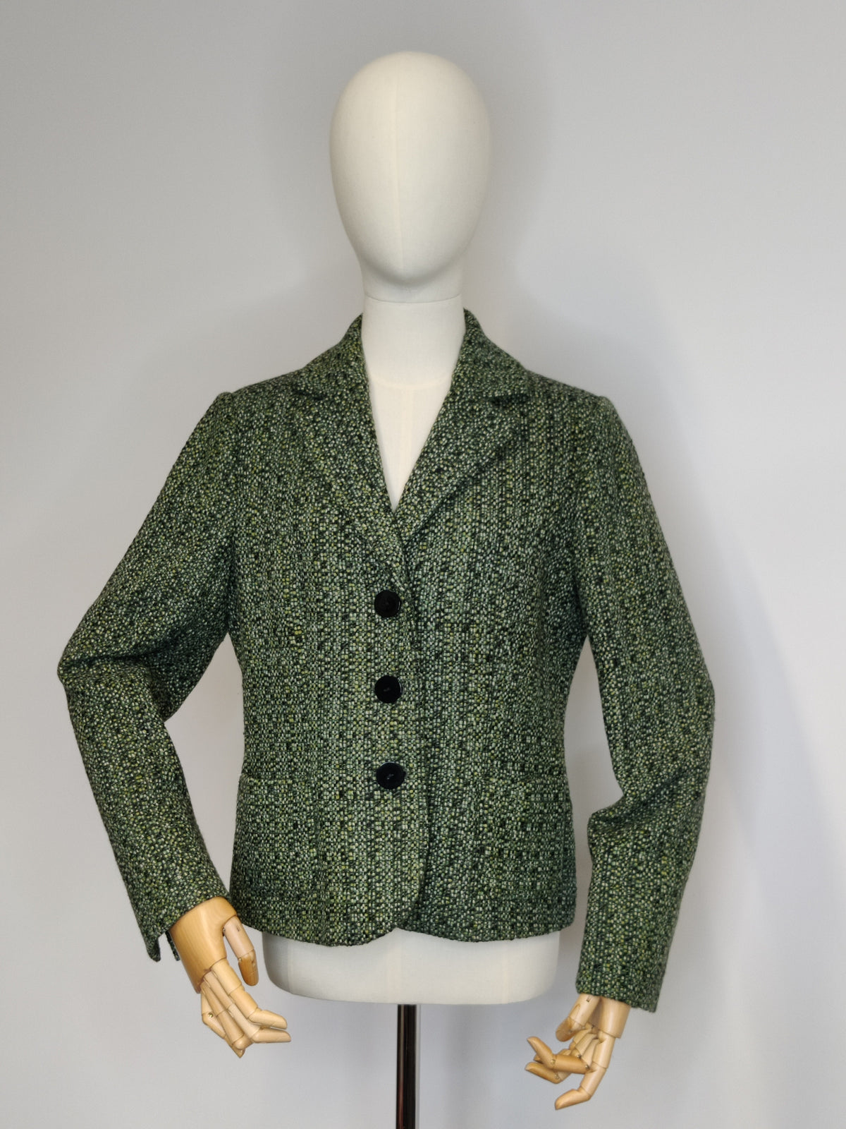 Vintage Viyella Moss Green Woven Tweed Blazer