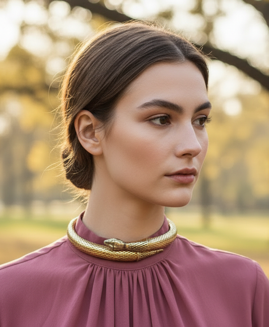 Vintage Whiting and Davis Gold Snake Necklace