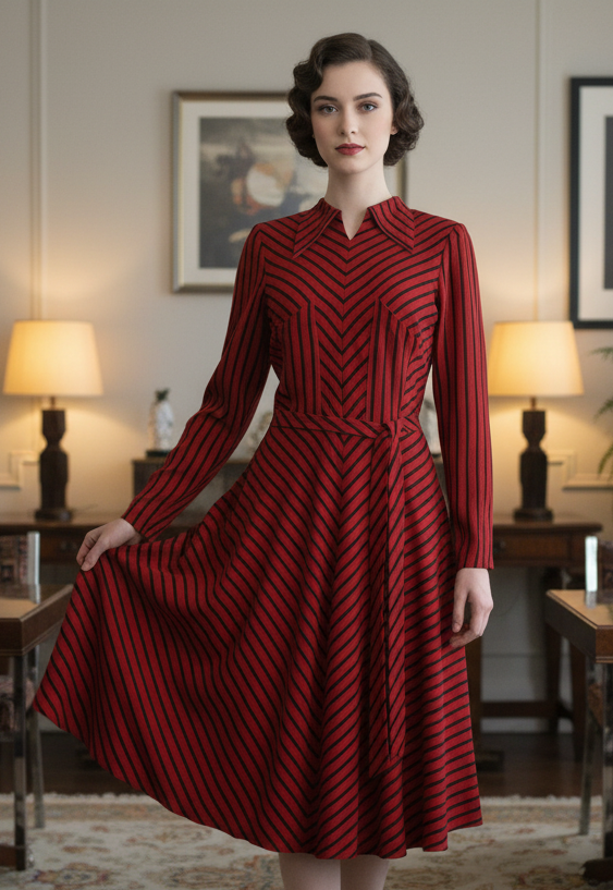 1930s Striped Dress