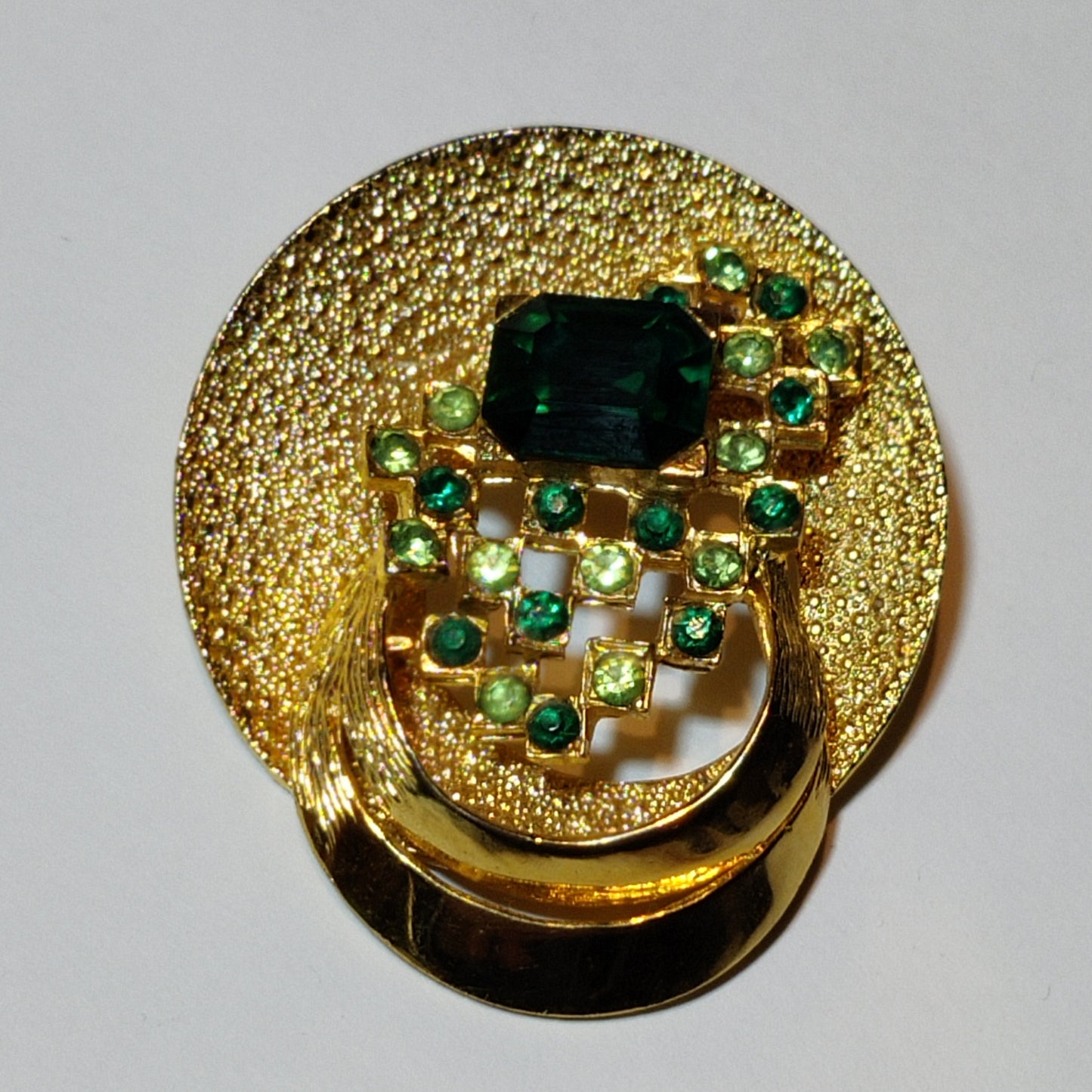 Vintage Green Rhinestone Booch