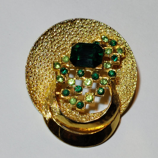 Vintage Green Rhinestone Booch