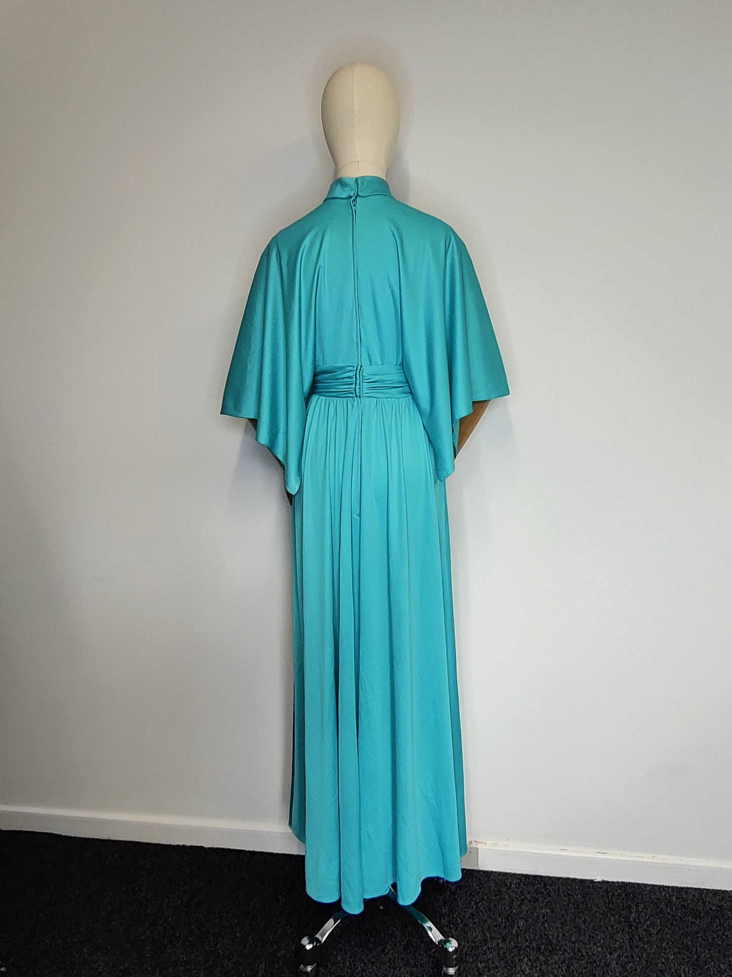 Vintage John Charles 1960s Turquoise Grecian Maxi Dress