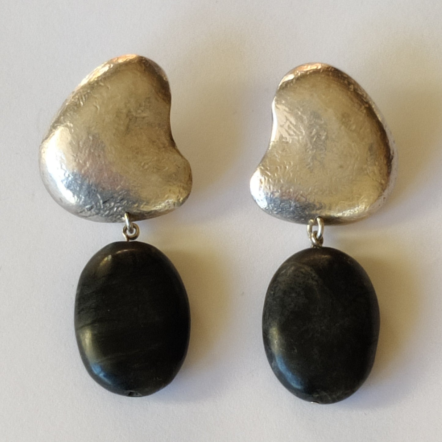 Vintage Silver and Pebble Earrings