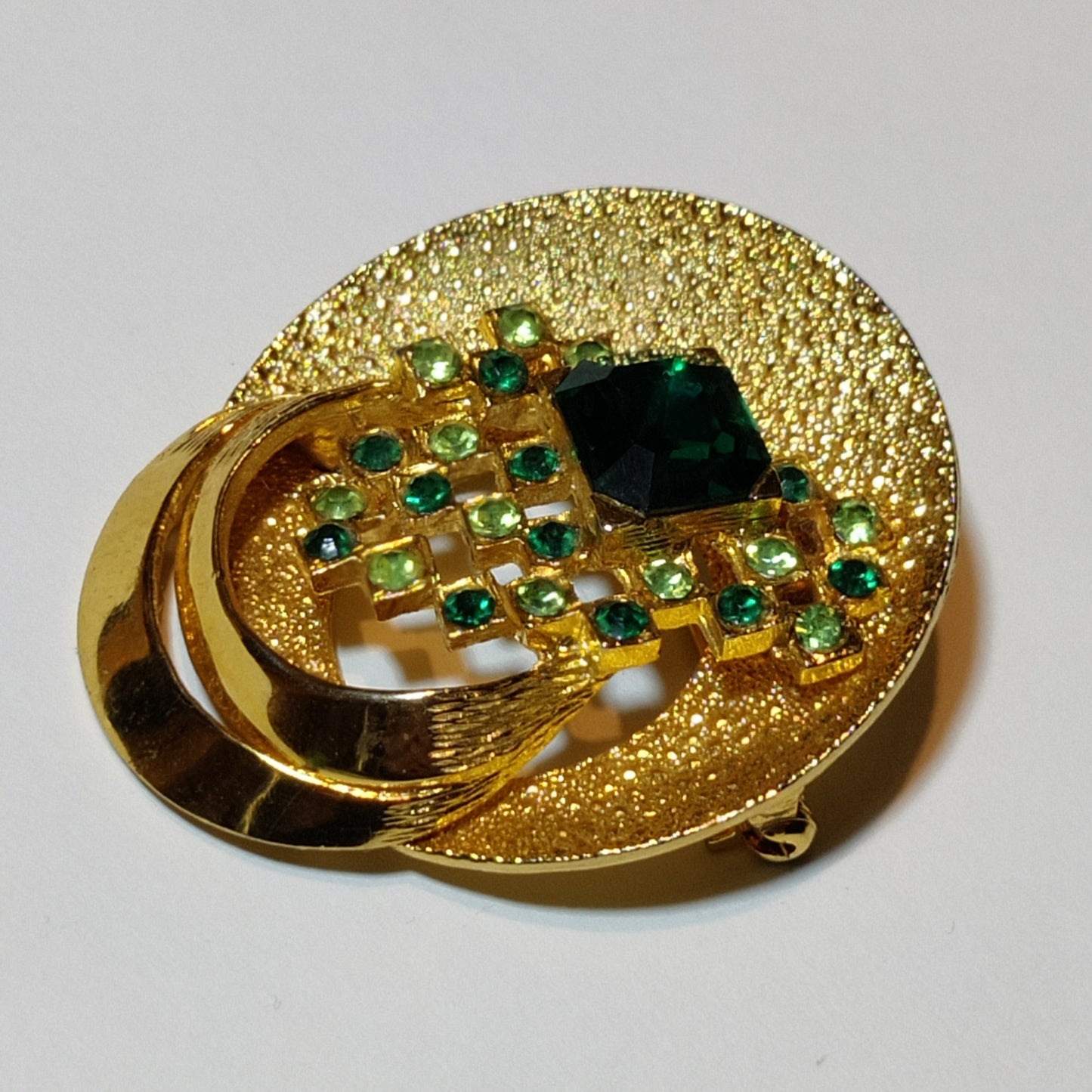 Vintage Green Rhinestone Booch