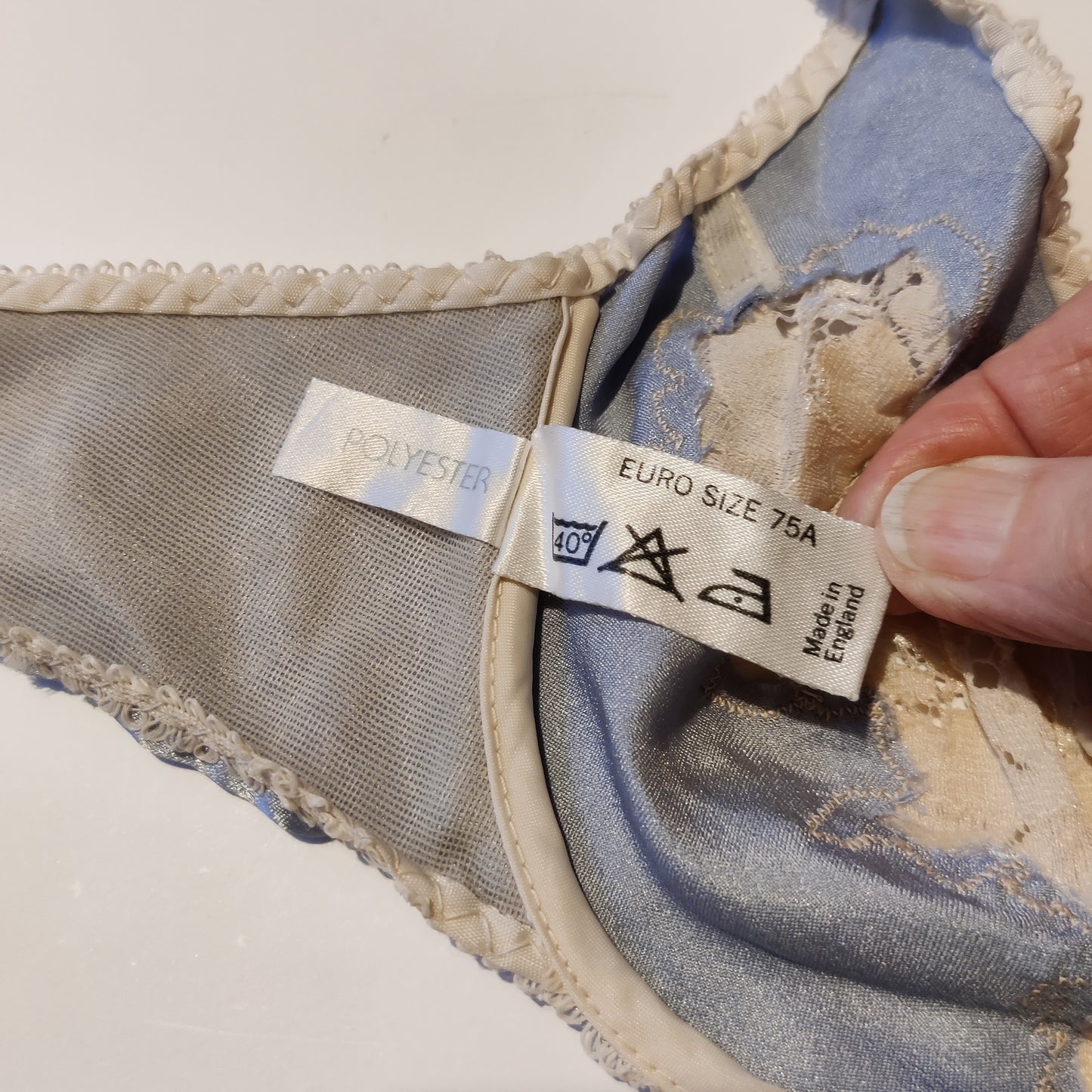 1970s Blue Janet Reger Bra & Waist Slip Set