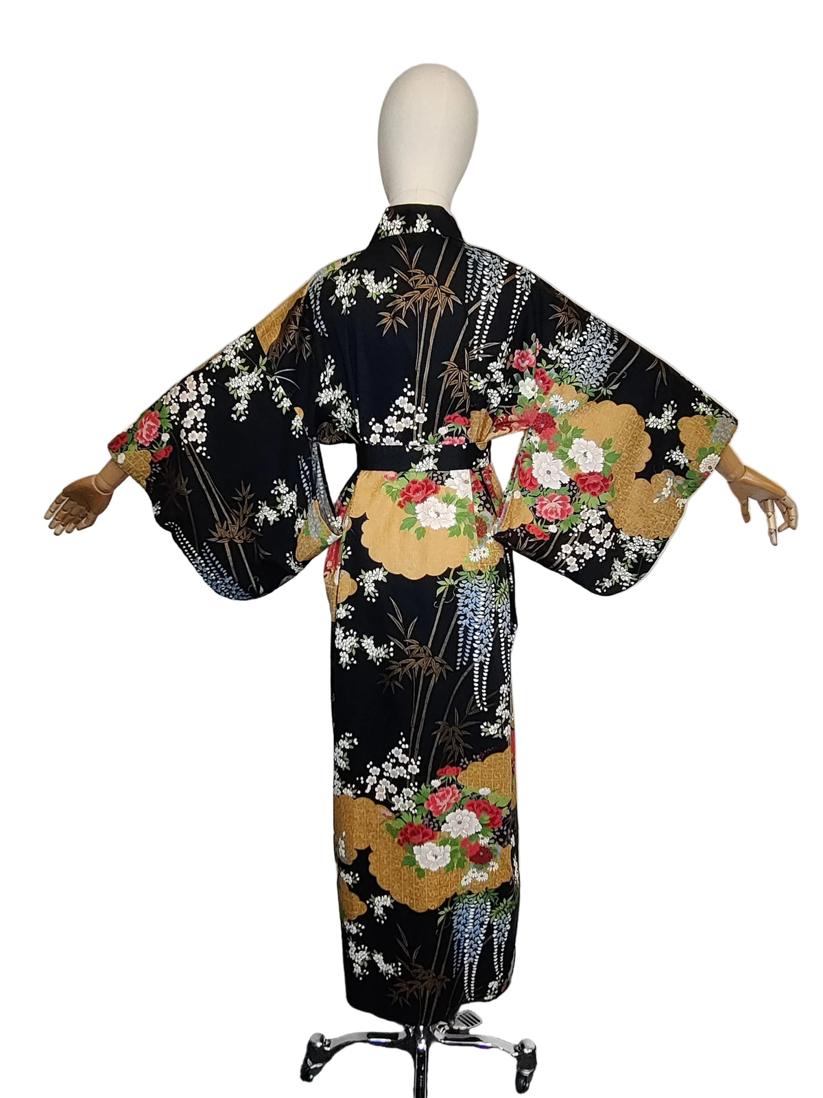 Vintage 1970s Mixed Floral Print Cotton Kimono Robe – Made in Japan