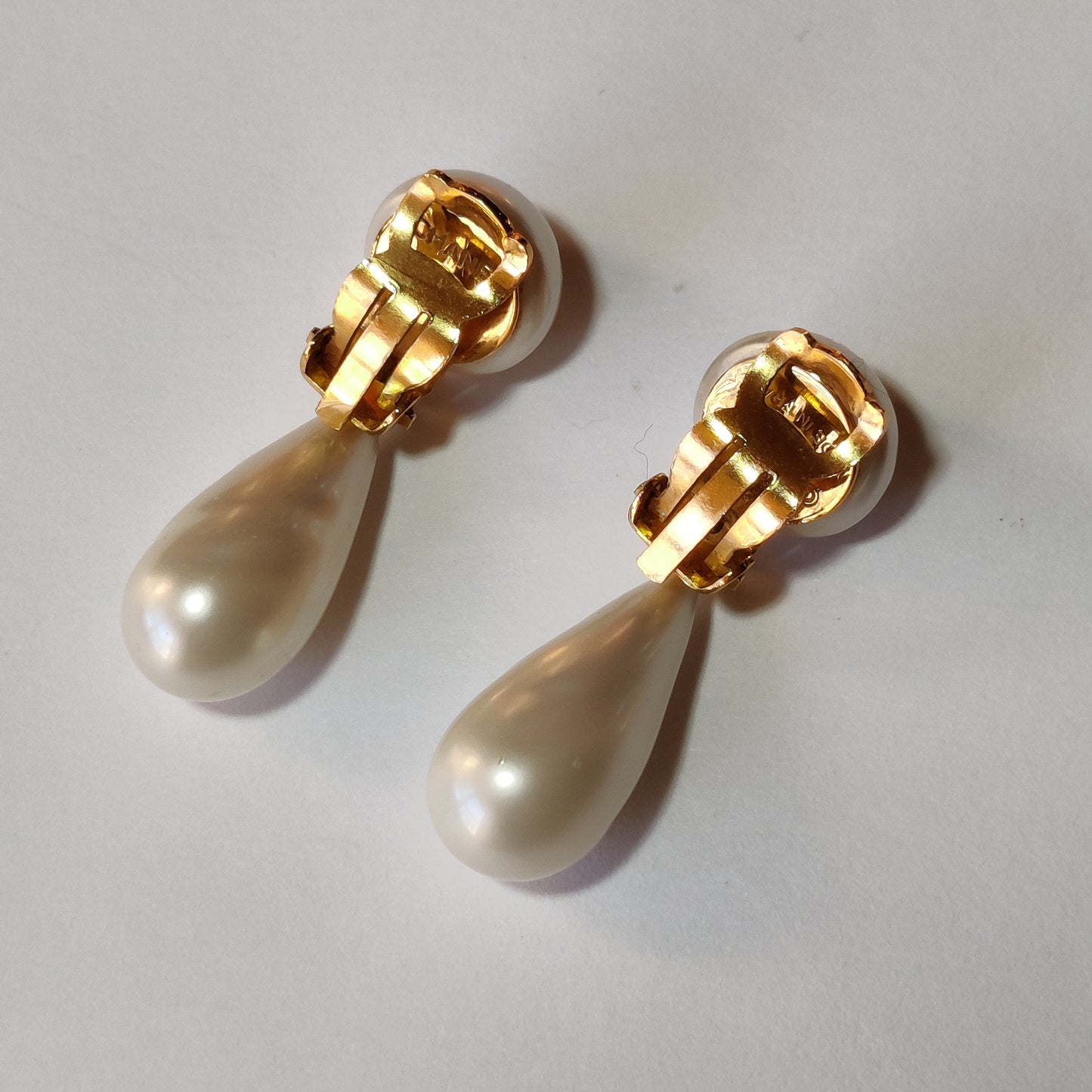 Vintage Chanel Faux Pearl Clip Earrings