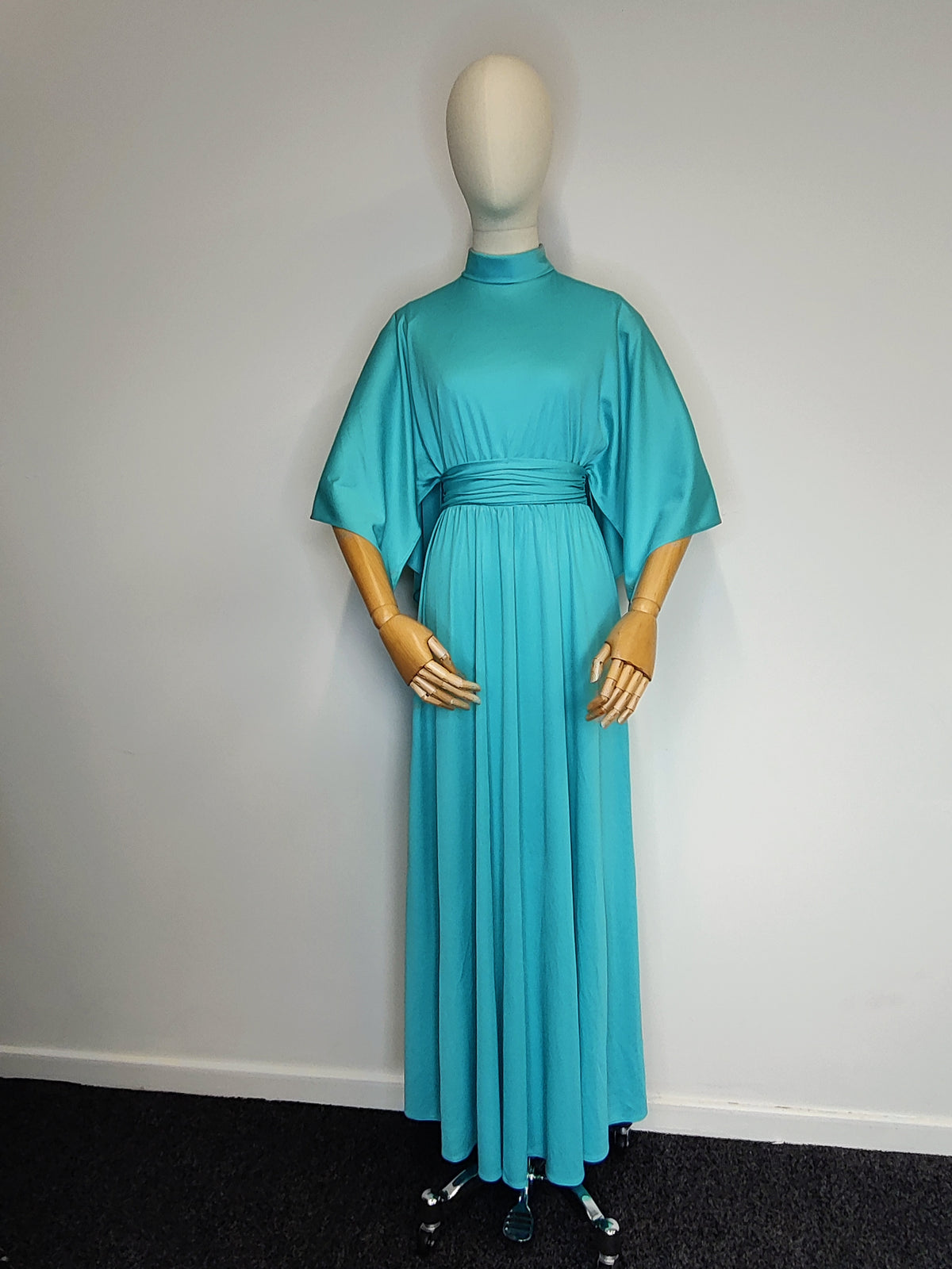 Vintage John Charles 1960s Turquoise Grecian Maxi Dress