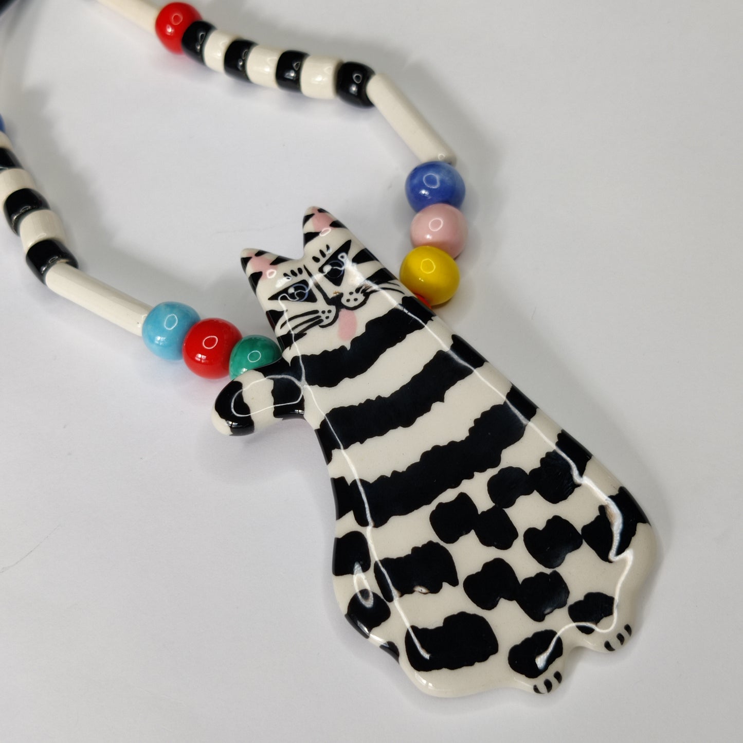 Vintage Designer Ceramic Cat Necklace