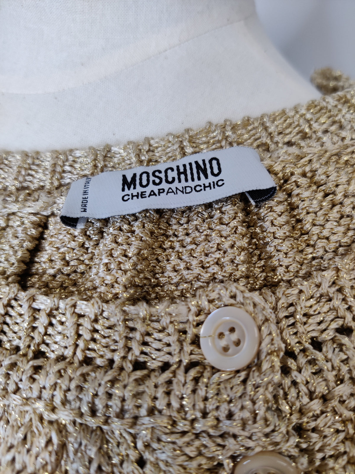 Vintage Moschino Cheap & Chic Gold Lurex Knitted Cardigan
