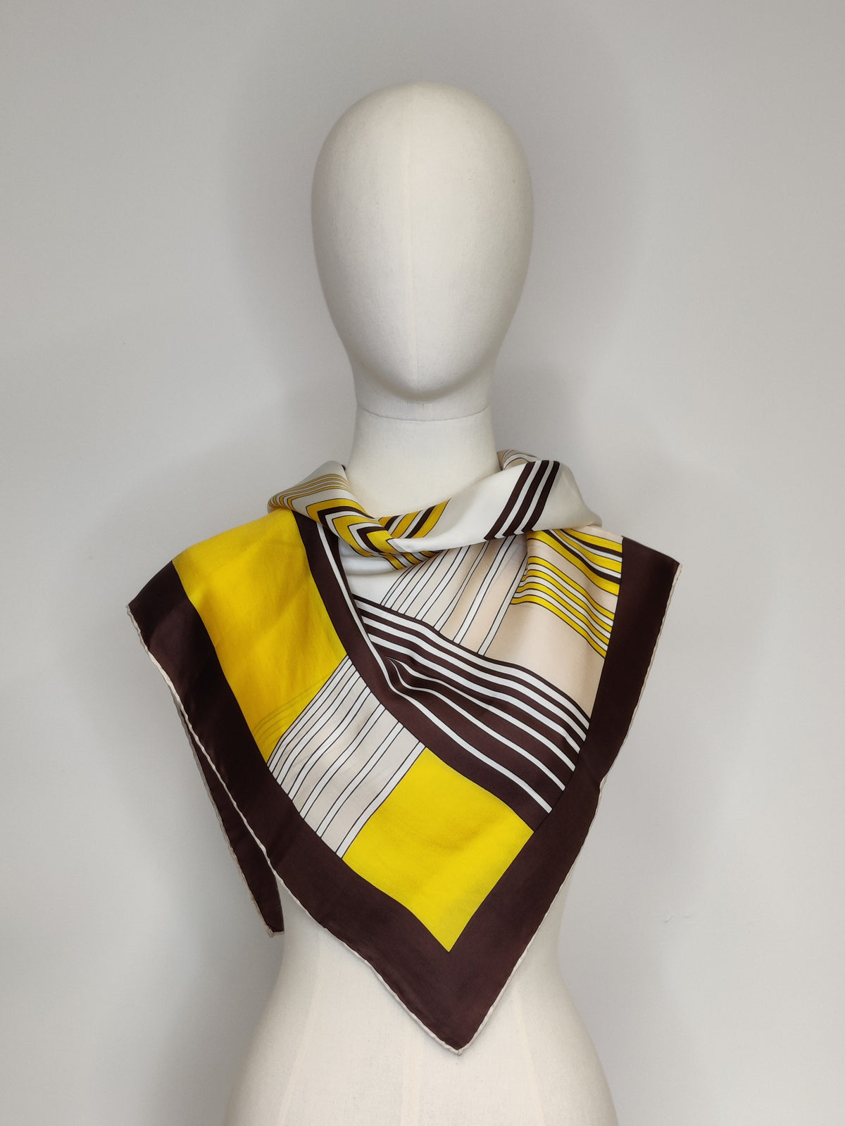 1970s Pure Silk Geometric Scarf