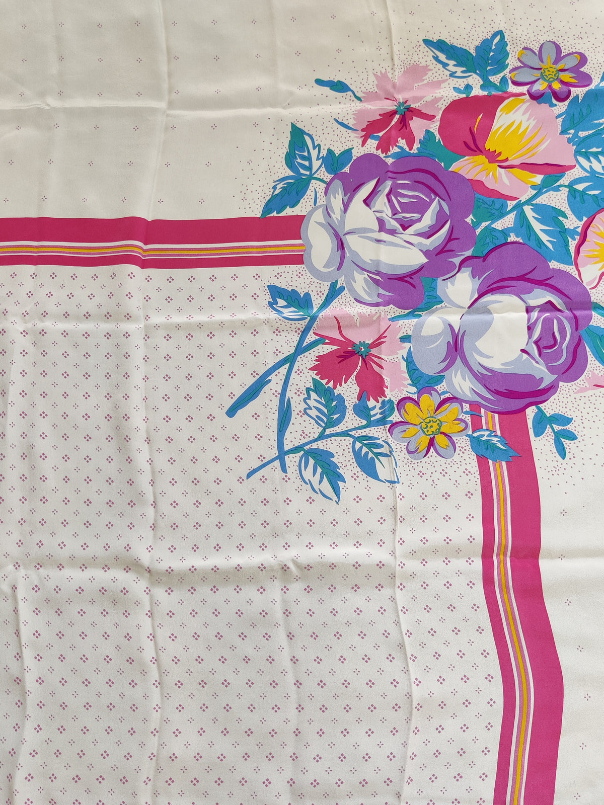 Vintage 1980s Nina Ricci Bold Floral Silk Crepe Carre Scarf