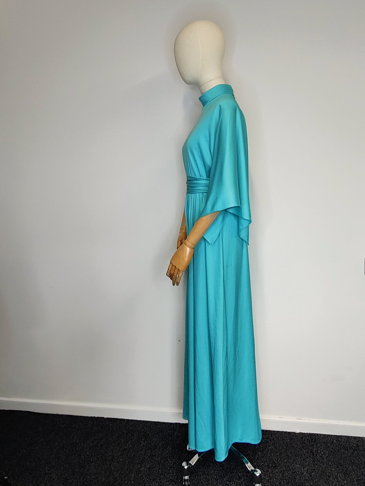 Vintage John Charles 1960s Turquoise Grecian Maxi Dress