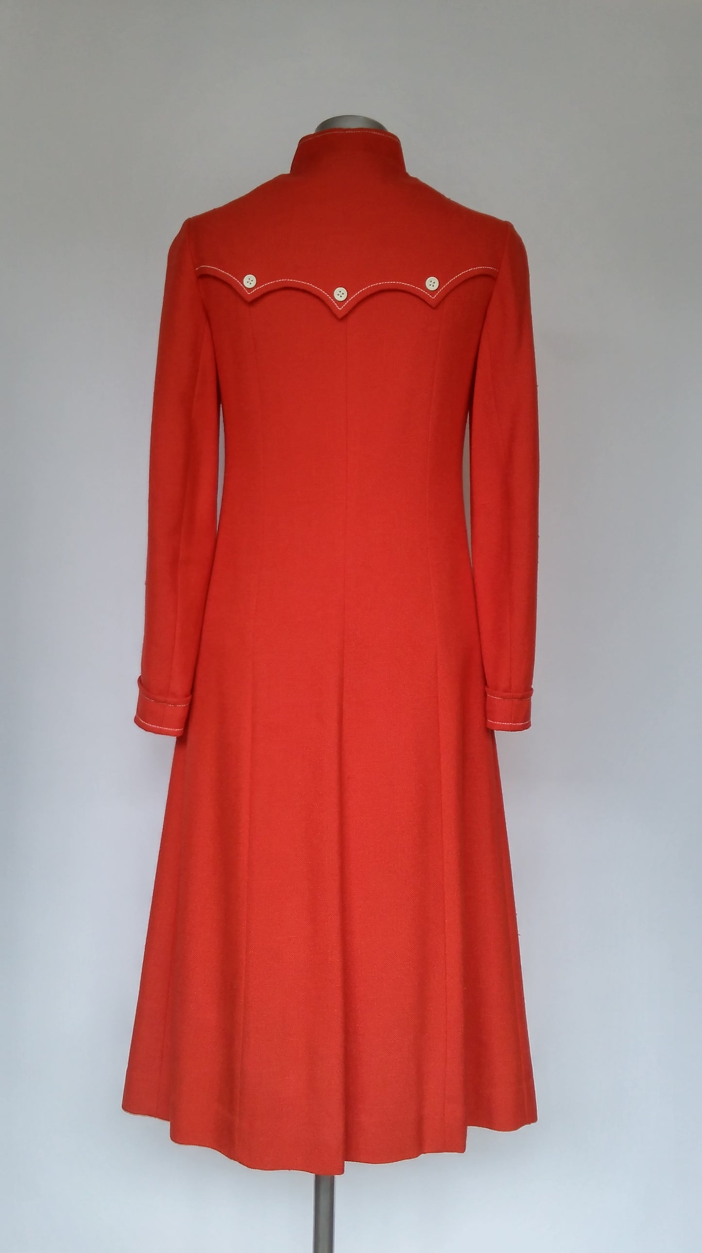 Red Linen Look 1960s Coat