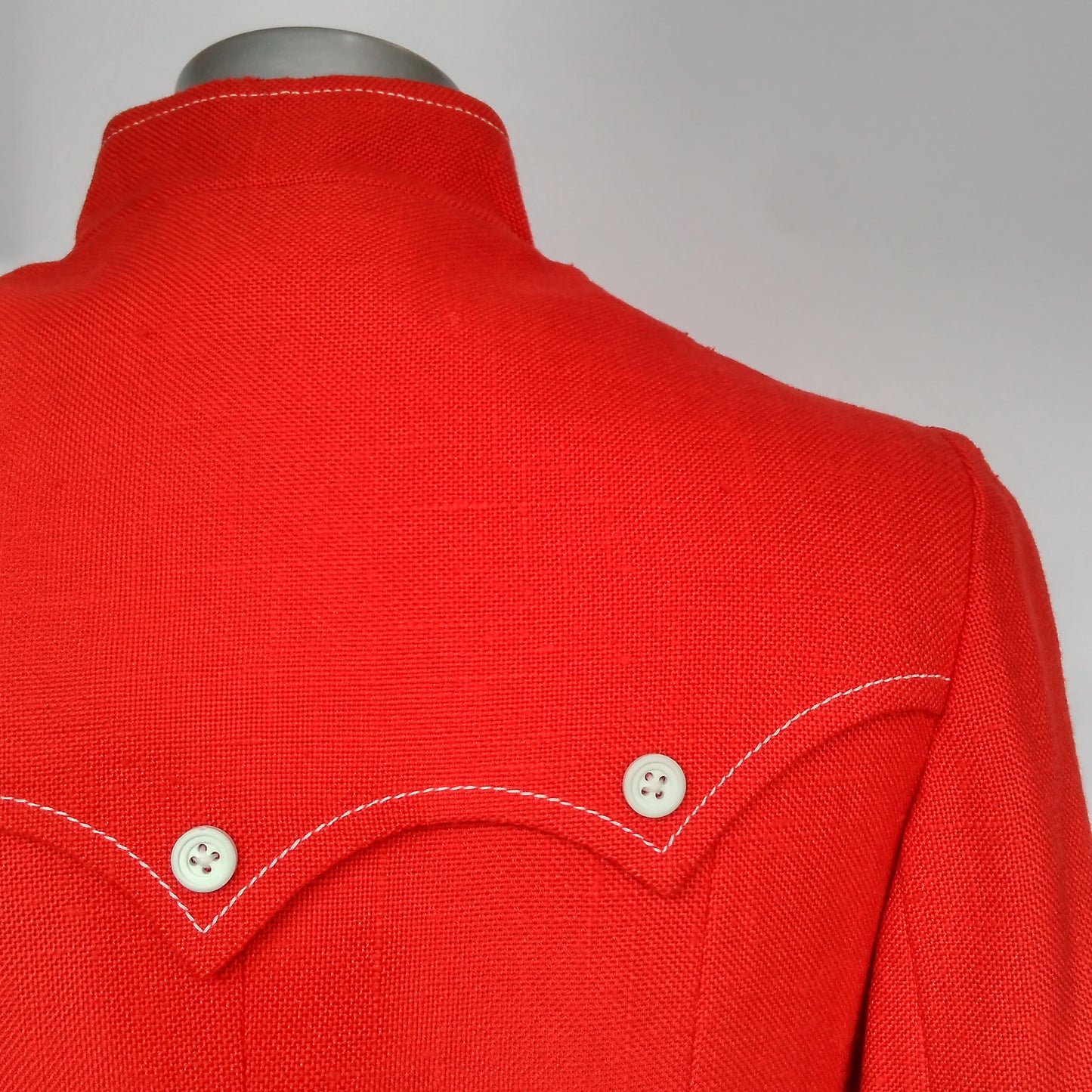 Red Linen Look 1960s Coat