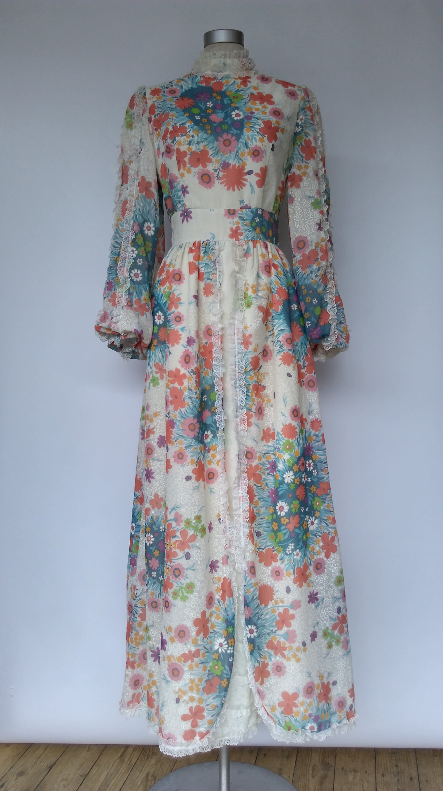 Floral and Lace Maxi Dress 1970s