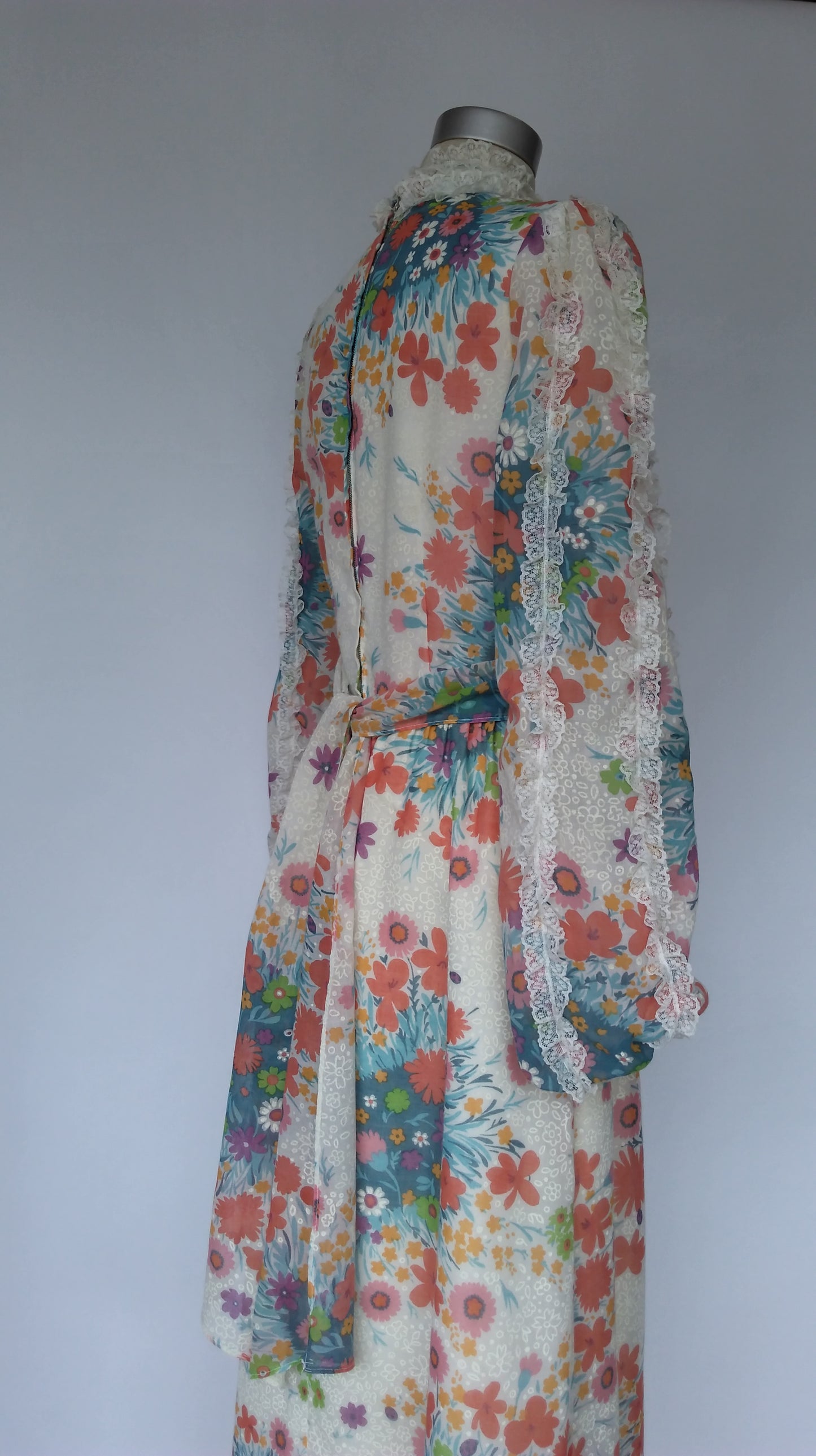 Floral and Lace Maxi Dress 1970s