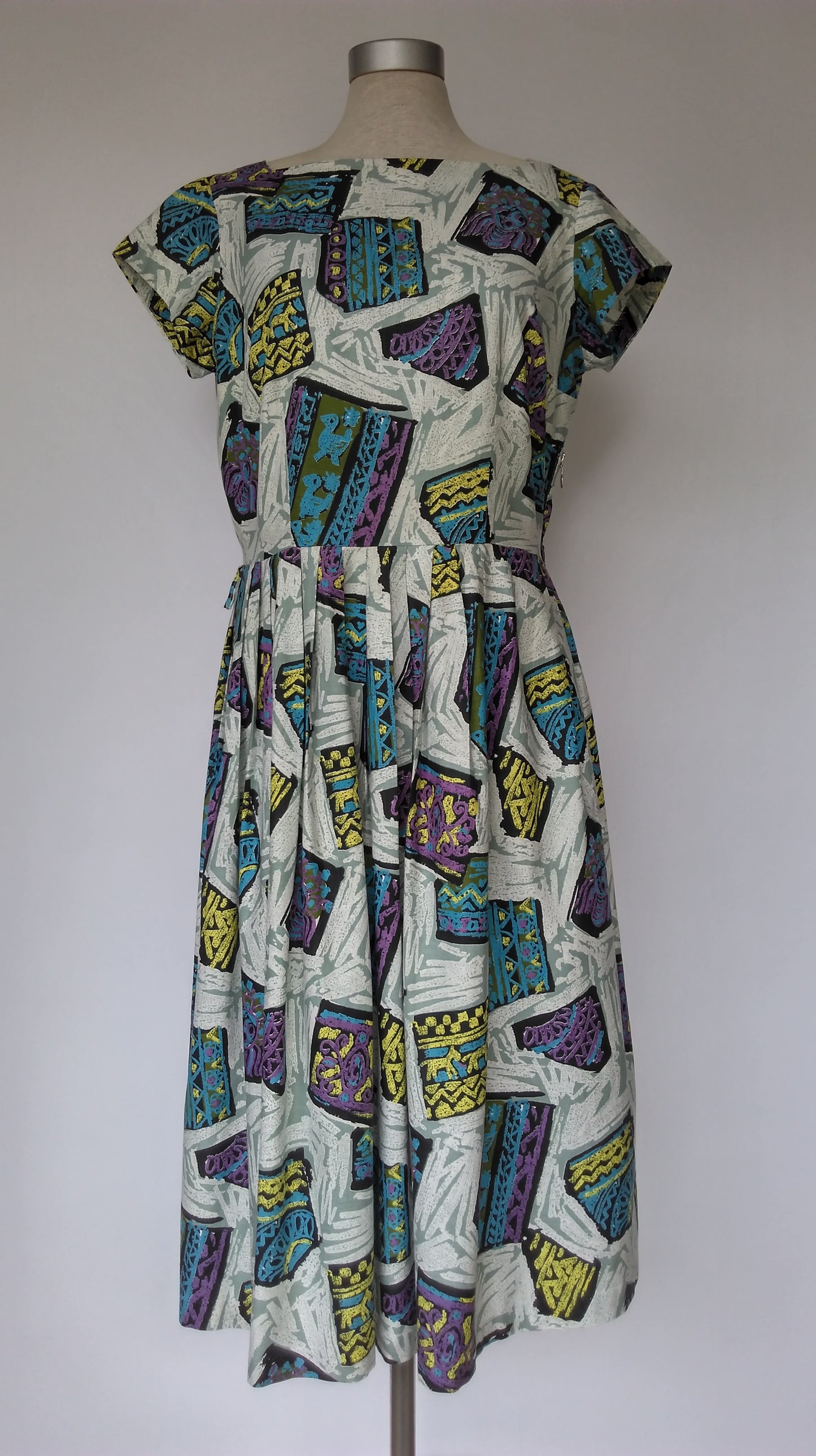 Quirky Print Dress 1950s