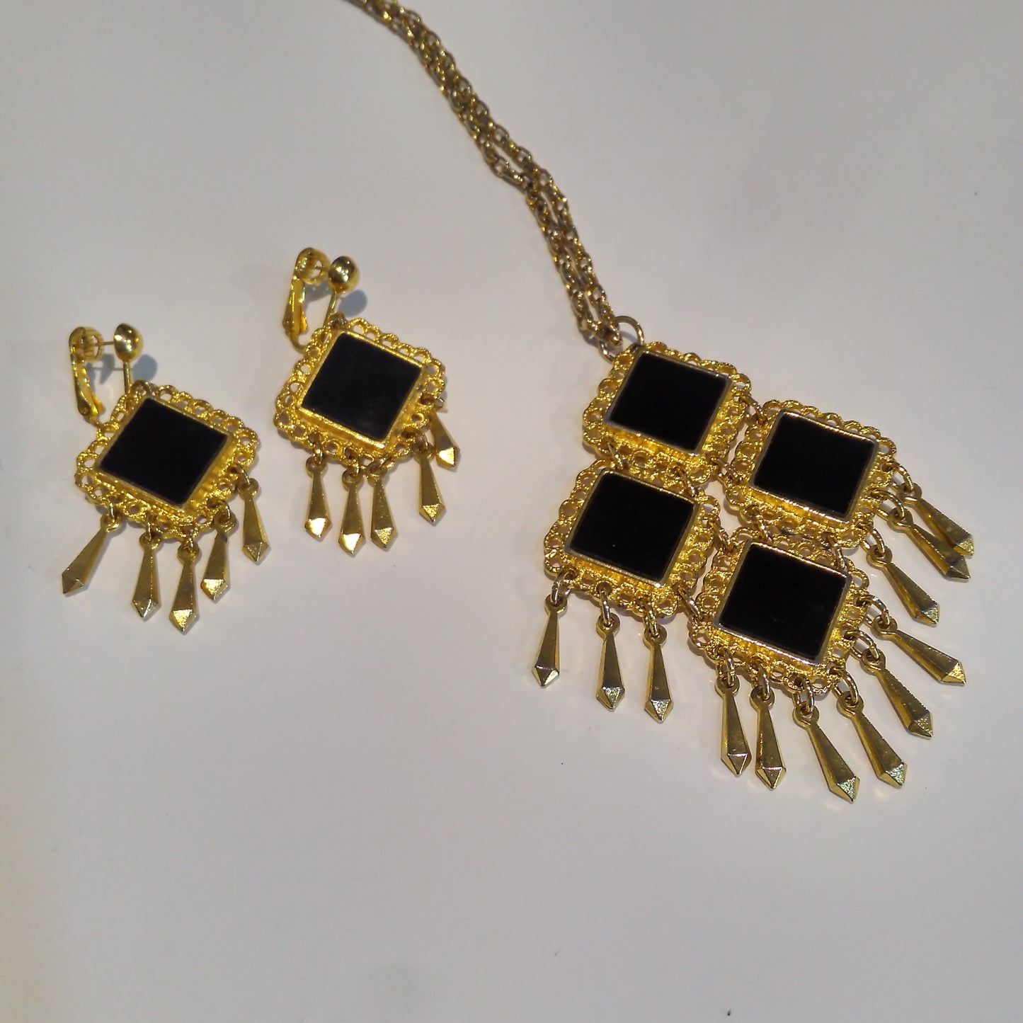 1960s Reversible Pendant Necklace & Earrings Set