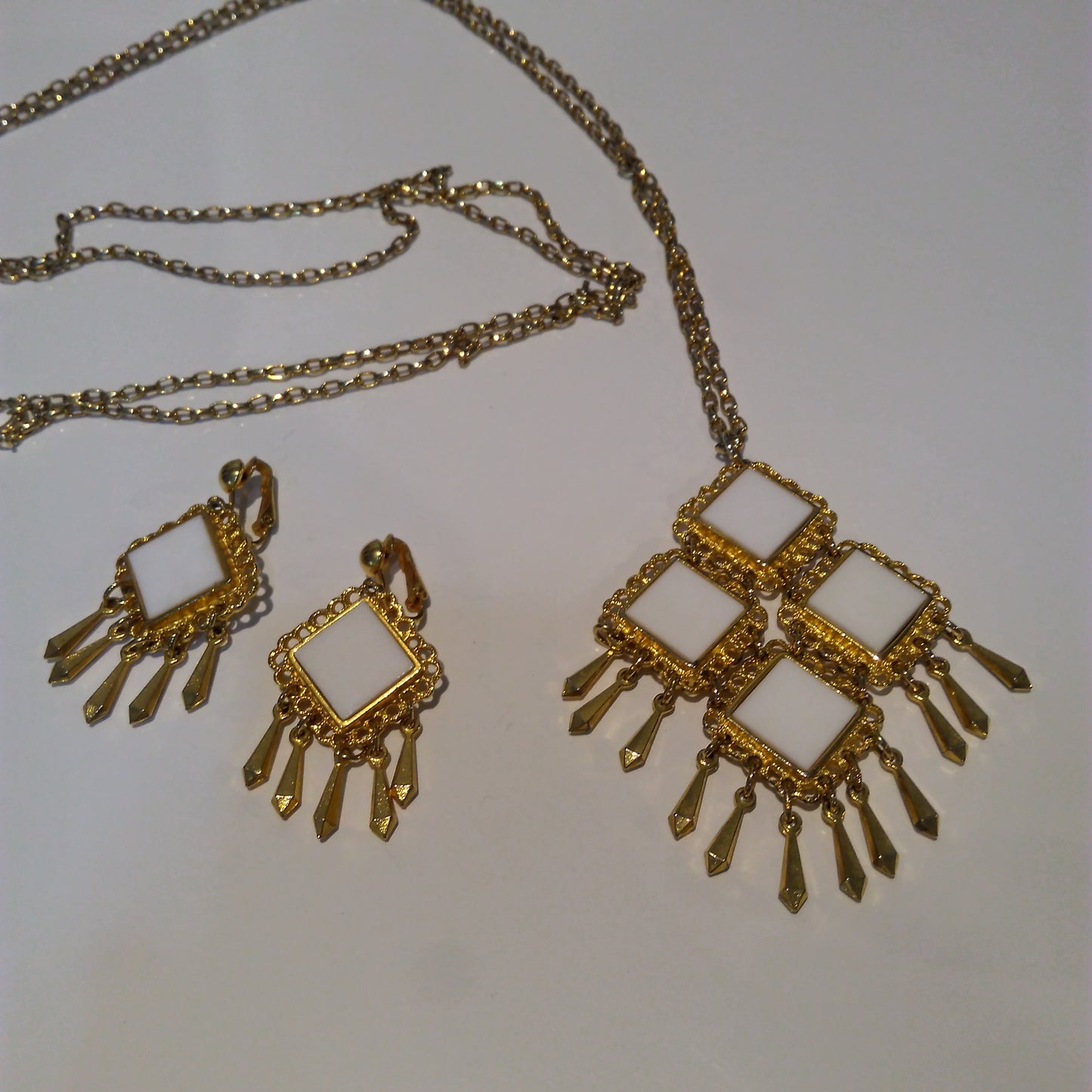 1960s Reversible Pendant Necklace & Earrings Set