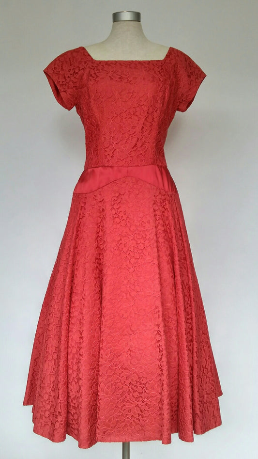 Red Lace Dress 1950s